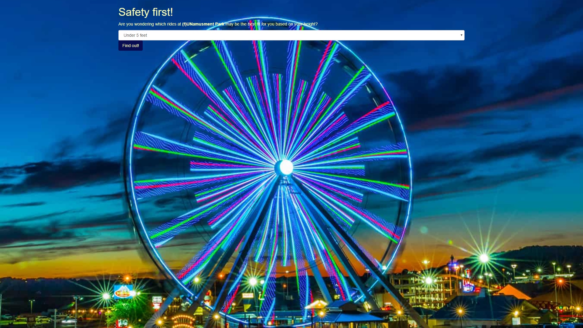 screencap of the page amusement-park
