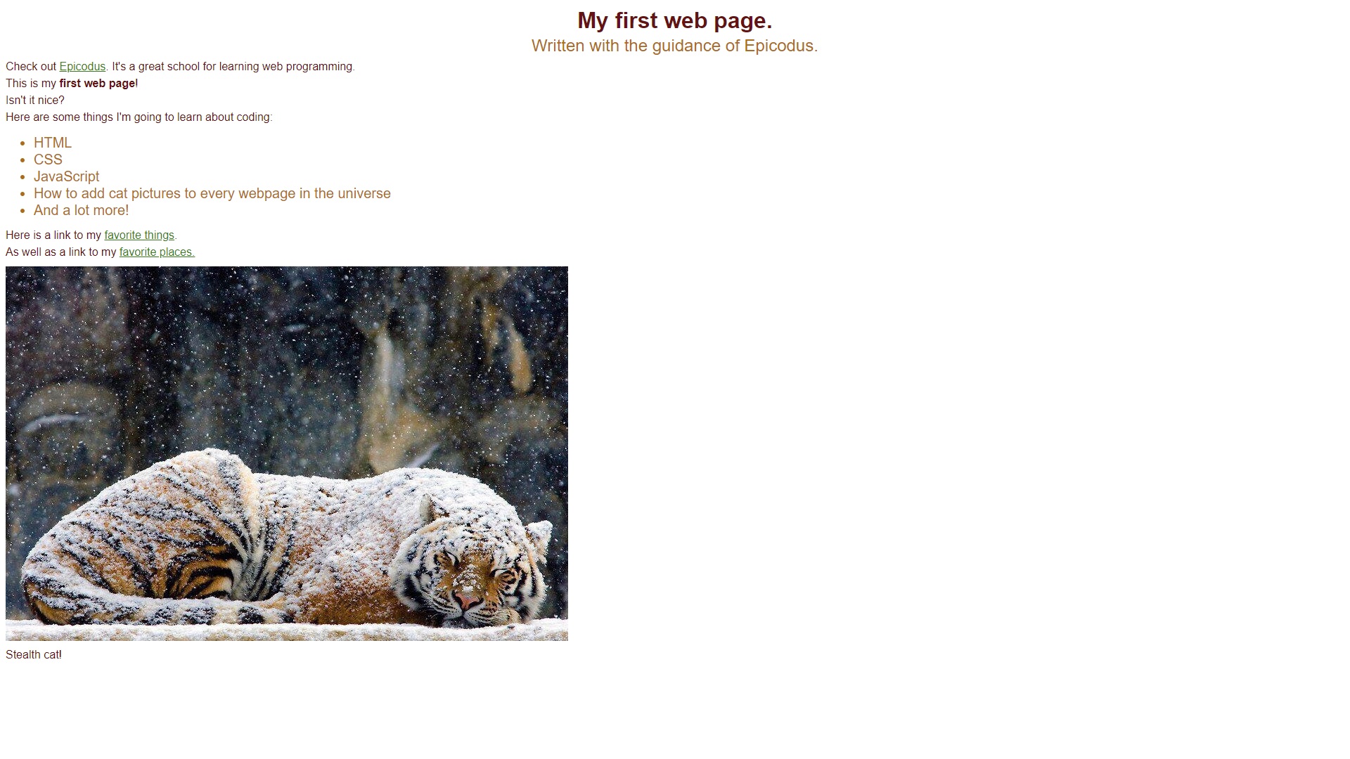 screencap of the page my-first-webpage